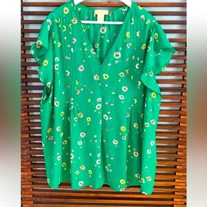 Cynthia Rowley blouse top ditsy floral shirt 2XL plus size